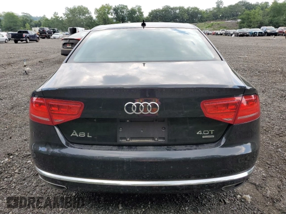 2014 Audi A8 4.0T with VIN WAUR2AFD5EN003923, listed as a Copart auction lot 65389025 with 97,833 mi miles and Salvage title. Bid and sale history available at DreamBid. Image 6.