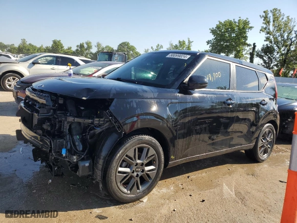 2021 Kia Soul EX with VIN KNDJ33AUXM7744619, listed as a Copart auction lot 58099024 with 49,900 mi miles and Salvage Title. Bid and sale history available at carsss.com. Image 1.