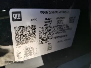 2022 GMC Yukon SLT with VIN 1GKS2BKD5NR356479, listed as a Copart auction lot 77674304 with 33,580 mi miles and Salvage Title. Bid and sale history available at carsss.com. Image 16.