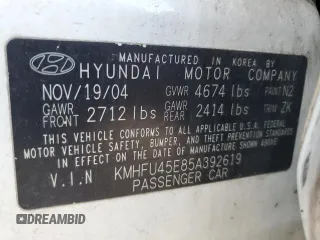 2005 Hyundai XG with VIN KMHFU45E85A392619, listed as a Copart auction lot 78087664 with 71,256 mi miles and Salvage Title. Bid and sale history available at carsss.com. Image 12.