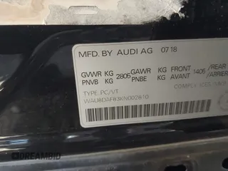 2019 Audi A8 L with VIN WAU8DAF83KN002810, listed as a IAAI auction lot 41588169 with 64,323 mi miles. Bid and sale history available at carsss.com. Image 9.
