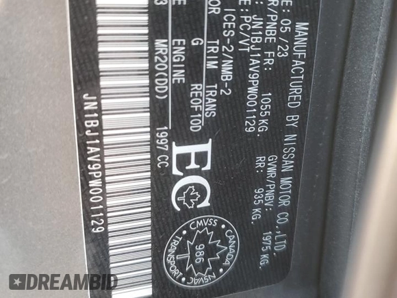 2023 Nissan Qashqai S z VIN JN1BJ1AV9PW001129, wystawiony jako Copart lot #76896274 z przebiegiem 24 485 mil mil oraz Szkody całkowita. Historia ofert i sprzedaży dostępna na DreamBid. Obrazek 13.