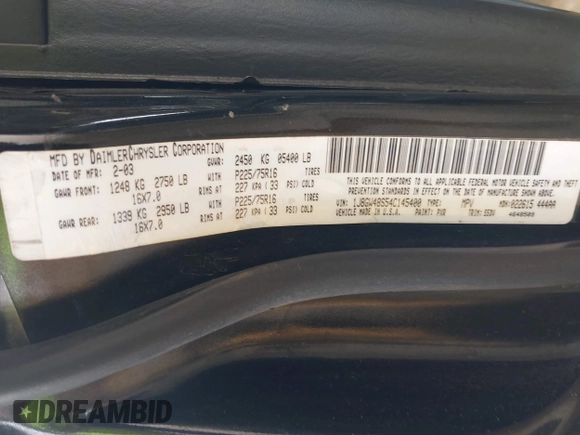 2004 Jeep Grand Cherokee Laredo с VIN 1J8GW48S54C145400, выставлен на аукционе IAAI как лот 42354723 с пробегом 294 189 миль миль и . История ставок и продаж доступна на DreamBid. Изображение 9.