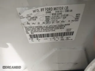 2012 Ford Edge SE with VIN 2FMDK3GCXCBA91354, listed as a IAAI auction lot 41843371 with 164,701 mi miles. Bid and sale history available at carsss.com. Image 9.