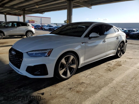 2021 Audi A5 Sportback S line Premium Plus with VIN WAUFACF53MA027038, listed as a Copart auction lot 47670395 with 41,492 mi miles and Salvage Title. Bid and sale history available at carsss.com. Image 1.