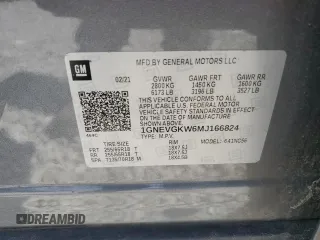 2021 Chevrolet Traverse LT Cloth z VIN 1GNEVGKW6MJ166824, wystawiony jako Copart lot #57511345 z przebiegiem Nie podano mil oraz Czysty tytuł • Clean title. Historia ofert i sprzedaży dostępna na DreamBid. Obrazek 14.