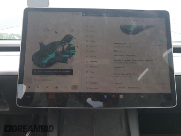 2022 Tesla Model Y Performance with VIN 7SAYGDEF7NF507184, listed as a Copart auction lot 58329875 with 98,320 mi miles and Salvage title. Bid and sale history available at DreamBid. Image 9.