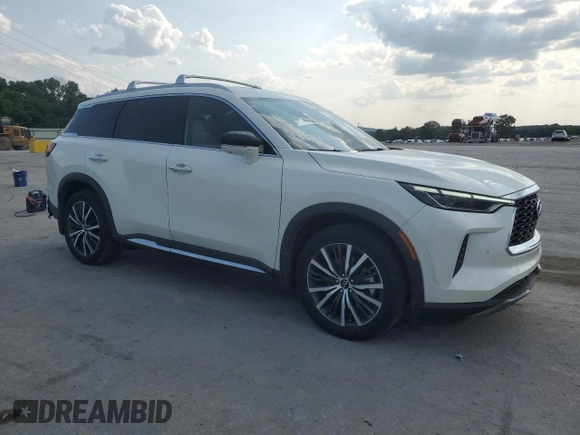 2023 Infiniti QX60 Sensory with VIN 5N1DL1GS7PC363177, listed as a Copart auction lot 59116235 with 28,980 mi miles and Salvage title. Bid and sale history available at DreamBid. Image 4.