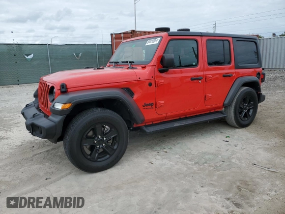 2022 Jeep Wrangler Unlimited Sport S with VIN 1C4HJXDG5NW200568, listed as a Copart auction lot 84410364 with 27,481 mi miles and Salvage Title. Bid and sale history available at carsss.com. Image 1.