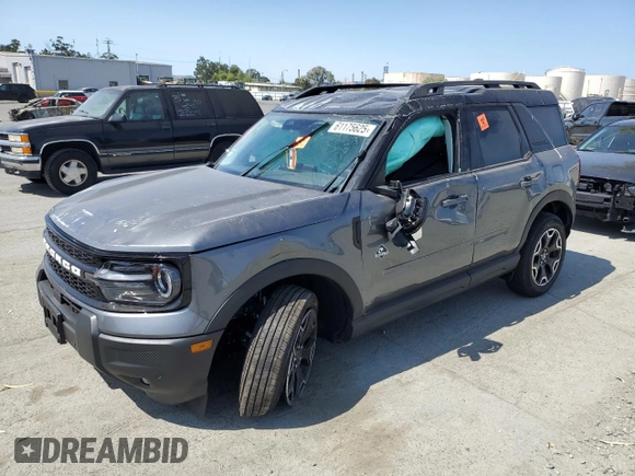 2025 Ford Bronco Sport Outer Banks with VIN 3FMCR9CN6SRE50121, listed as a Copart auction lot 61175625 with 2,321 mi miles and Salvage title. Bid and sale history available at DreamBid. Image 1.