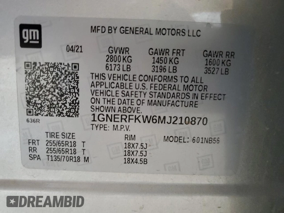 2021 Chevrolet Traverse LS with VIN 1GNERFKW6MJ210870, listed as a Copart auction lot 51370535 with Not Provided miles and Salvage Title. Bid and sale history available at carsss.com. Image 16.