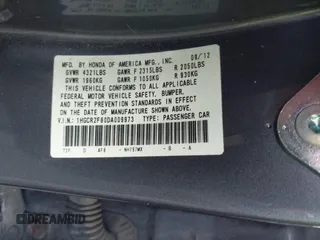 2013 Honda Accord Sdn EX-L with VIN 1HGCR2F80DA009973, listed as a IAAI auction lot 41869180 with 161,595 mi miles. Bid and sale history available at carsss.com. Image 9.