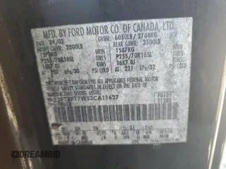 2003 Ford F-150 XL z VIN 2FTRF17W53CA11627, wystawiony jako Copart lot #53781405 z przebiegiem Nie podano mil oraz Szkoda całkowita • Salvage title. Historia ofert i sprzedaży dostępna na DreamBid. Obrazek 12.