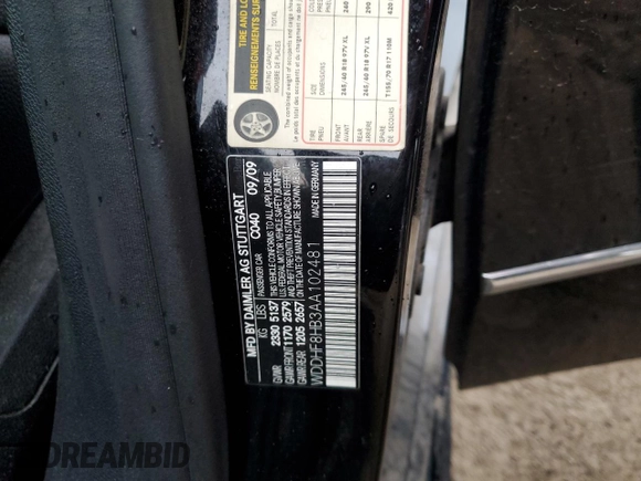 2010 Mercedes-Benz E 350 Luxury with VIN WDDHF8HB3AA102481, listed as a Copart auction lot 49585625 with 132,037 mi miles and Clean title. Bid and sale history available at DreamBid. Image 12.