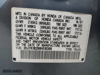 2008 Honda Ridgeline RT with VIN 2HJYK16298H519398, listed as a Copart auction lot 42680605 with 253,348 mi miles and Salvage Title. Bid and sale history available at carsss.com. Image 13.
