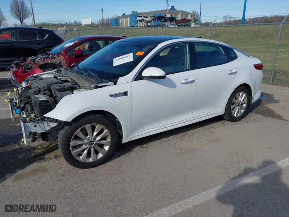2018 Kia Optima LX with VIN 5XXGT4L30JG198968, listed as a IAAI auction lot 41806847 with 97,081 mi miles. Bid and sale history available at carsss.com. Image 2.