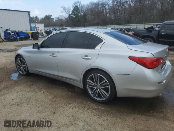 2014 Infiniti Q50 with VIN JN1BV7AP0EM688292, listed as a Copart auction lot 44427385 with 174,233 mi miles and Salvage title. Bid and sale history available at DreamBid. Image 2.