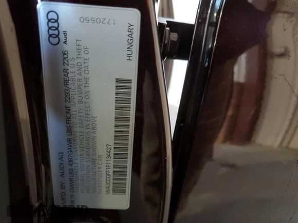 2015 Audi A3 1.8T Premium Plus with VIN WAUCCGFF1F1134427, listed as a Copart auction lot 74605833 with 99,701 mi miles. Bid and sale history available at carsss.com. Image 12.