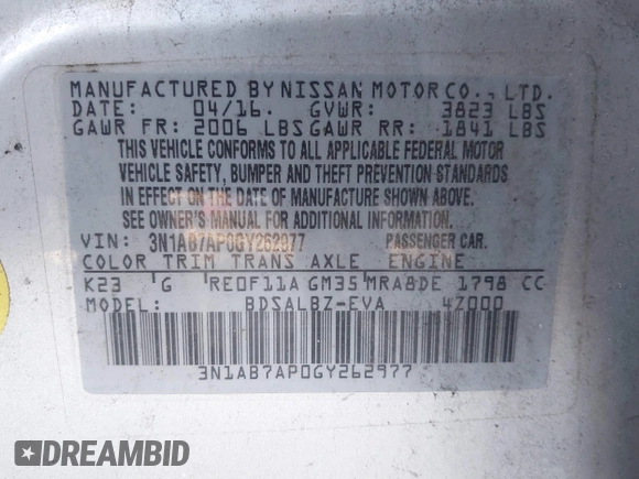 2016 Nissan Sentra S with VIN 3N1AB7AP0GY262977, listed as a IAAI auction lot 41901900 with 121,022 mi miles. Bid and sale history available at carsss.com. Image 9.