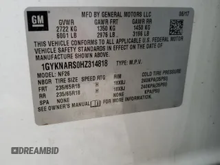 2017 Cadillac XT5 FWD with VIN 1GYKNARS0HZ314818, listed as a Copart auction lot 51158785 with 87,091 mi miles and Clean title. Bid and sale history available at DreamBid. Image 13.