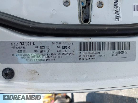 2019 Chrysler 300 S z VIN 2C3CCABG6KH659109, wystawiony jako IAAI lot #41987079 z przebiegiem Nie podano mil oraz . Historia ofert i sprzedaży dostępna na DreamBid. Obrazek 9.
