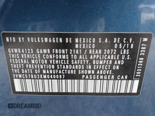 2019 Volkswagen Jetta S with VIN 3VWC57BU2KM040097, listed as a IAAI auction lot 42496084 with 29,720 mi miles and . Bid and sale history available at DreamBid. Image 9.