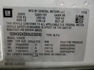 2017 Chevrolet Traverse LT with VIN 1GNKVGKDXHJ230242, listed as a Copart auction lot 47626265 with 134,491 mi miles and Salvage Title. Bid and sale history available at DreamBid. Image 14.