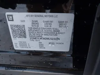 2021 Chevrolet Traverse RS z VIN 1GNEVJKW2MJ115124, wystawiony jako IAAI lot #41239893 z przebiegiem 37 720 mil mil oraz . Historia ofert i sprzedaży dostępna na DreamBid. Obrazek 9.