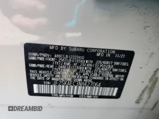 2022 Subaru Forester Premium with VIN JF2SKAEC3NH427064, listed as a Copart auction lot 57065135 with 30,870 mi miles and Salvage title. Bid and sale history available at DreamBid. Image 13.