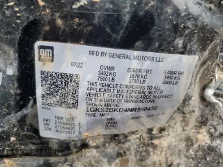 2022 GMC Yukon SLT with VIN 1GKS2BKD4NR350432, listed as a Copart auction lot 45014785 with 0 mi miles and Non Repairable. Bid and sale history available at carsss.com. Image 14.