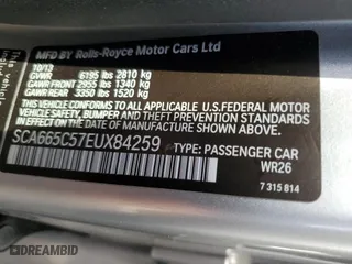 2014 Rolls-Royce Wraith with VIN SCA665C57EUX84259, listed as a Copart auction lot 65586204 with 52,048 mi miles and Salvage Title. Bid and sale history available at carsss.com. Image 13.