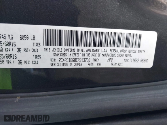 2012 Chrysler Town & Country Touring with VIN 2C4RC1BG8CR213738, listed as a IAAI auction lot 41912682 with 211,470 mi miles and . Bid and sale history available at DreamBid. Image 9.