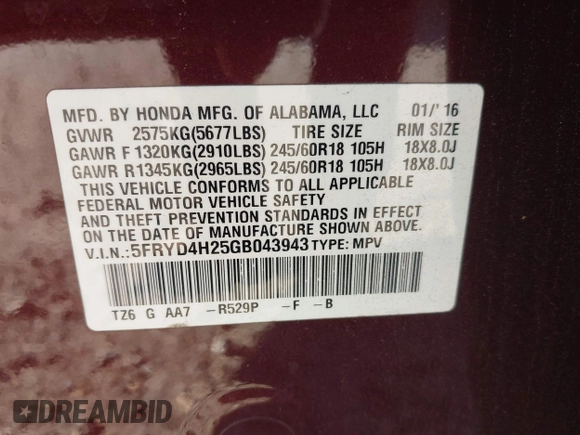 2016 Acura MDX with VIN 5FRYD4H25GB043943, listed as a IAAI auction lot 41731449 with 149,648 mi miles. Bid and sale history available at carsss.com. Image 9.
