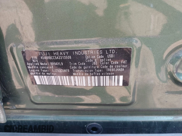 2010 Subaru Outback Premium All-Weather Anniversary with VIN 4S4BRBCC5A3313508, listed as a IAAI auction lot 42456117 with 188,044 mi miles and . Bid and sale history available at DreamBid. Image 12.