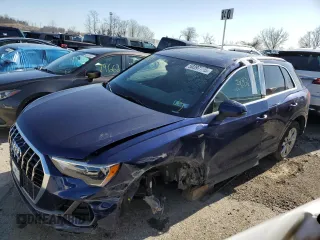 2021 Audi Q3 S line Premium with VIN WA1DECF33M1050472, listed as a Copart auction lot 50397795 with 28,876 mi miles and Salvage Title. Bid and sale history available at carsss.com. Image 1.