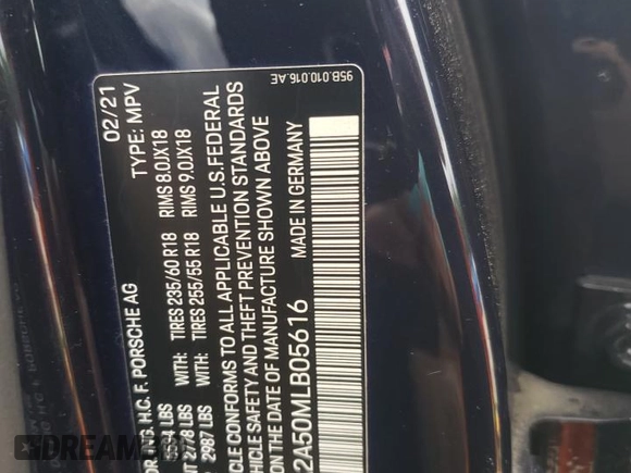 2021 Porsche Macan z VIN WP1AA2A50MLB05616, wystawiony jako Copart lot #57036605 z przebiegiem 37 138 mil mil oraz Szkoda całkowita • Salvage title. Historia ofert i sprzedaży dostępna na DreamBid. Obrazek 13.