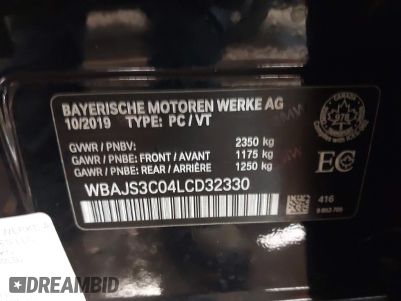 2020 BMW 5 Series 540i xDrive z VIN WBAJS3C04LCD32330, wystawiony jako IAAI lot #41412727 z przebiegiem 37 383 mil mil oraz . Historia ofert i sprzedaży dostępna na DreamBid. Obrazek 9.