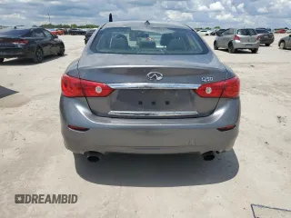 2014 Infiniti Q50 with VIN JN1BV7AP4EM686822, listed as a Copart auction lot 56568735 with 96,133 mi miles and Salvage title. Bid and sale history available at DreamBid. Image 6.