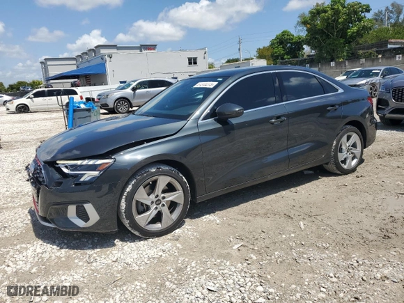 2023 Audi A3 Premium Plus with VIN WAUHUDGY4PA074078, listed as a Copart auction lot 51310275 with 20,979 mi miles and Salvage Title. Bid and sale history available at carsss.com. Image 1.