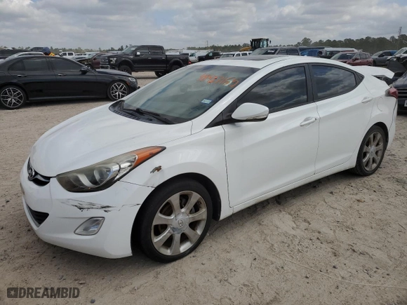 2012 Hyundai Elantra GLS PZEV with VIN 5NPDH4AE3CH123942, listed as a Copart auction lot 48427165 with 105,483 mi miles and Salvage Title. Bid and sale history available at carsss.com. Image 1.