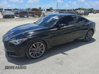 2017 Infiniti Q60 Red Sport 400 with VIN JN1FV7EL1HM701080, listed as a Copart auction lot 61176515 with 97,465 mi miles and Clean title. Bid and sale history available at DreamBid. Image 1.