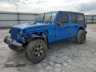 2021 Jeep Wrangler Unlimited Rubicon with VIN 1C4JJXFM7MW794325, listed as a Copart auction lot 54525315 with 43,826 mi miles and Salvage title. Bid and sale history available at DreamBid. Image 1.