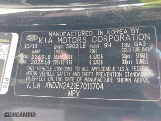 2014 Kia Soul with VIN KNDJN2A21E7011704, listed as a IAAI auction lot 41811365 with 162,252 mi miles. Bid and sale history available at carsss.com. Image 9.
