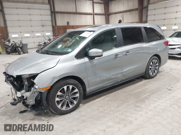 2024 Honda Odyssey EX-L with VIN 5FNRL6H68RB058253, listed as a IAAI auction lot 41721587 with 22,522 mi miles and . Bid and sale history available at DreamBid. Image 2.