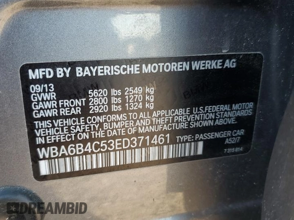 2014 BMW 6 Series 650i xDrive z VIN WBA6B4C53ED371461, wystawiony jako Copart lot #51136055 z przebiegiem 143 213 mil mil oraz Tytuł czysty. Historia ofert i sprzedaży dostępna na DreamBid. Obrazek 12.