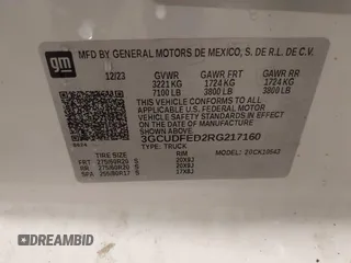 2024 Chevrolet Silverado 1500 with VIN 3GCUDFED2RG217160, listed as a IAAI auction lot 41688515 with 21,367 mi miles and . Bid and sale history available at DreamBid. Image 9.