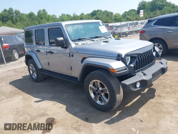 2019 Jeep Wrangler Unlimited Sahara with VIN 1C4HJXEN5KW542403, listed as a IAAI auction lot 42524989 with 60,451 mi miles and . Bid and sale history available at DreamBid. Image 1.