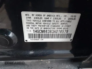 2003 Honda Accord LX with VIN 1HGCM66383A016579, listed as a IAAI auction lot 41645618 with Not provided miles and . Bid and sale history available at DreamBid. Image 9.