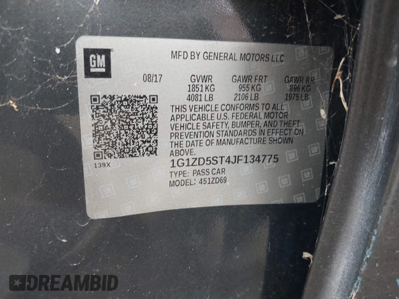 2018 Chevrolet Malibu LT z VIN 1G1ZD5ST4JF134775, wystawiony jako IAAI lot #42329196 z przebiegiem 92 527 mil mil oraz . Historia ofert i sprzedaży dostępna na DreamBid. Obrazek 9.