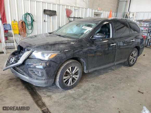 2019 Nissan Pathfinder SV with VIN 5N1DR2MM8KC607793, listed as a Copart auction lot 46812445 with 124,984 mi miles and Non Repairable. Bid and sale history available at carsss.com. Image 1.